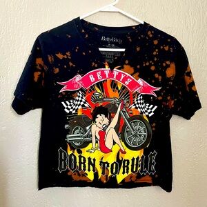 Betty Boop Black and Orange Born to RULE Tee SZ: S